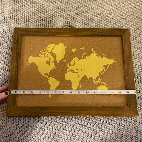 Hanging Framed Corkboard Wall World Map - Picture 3 of 5
